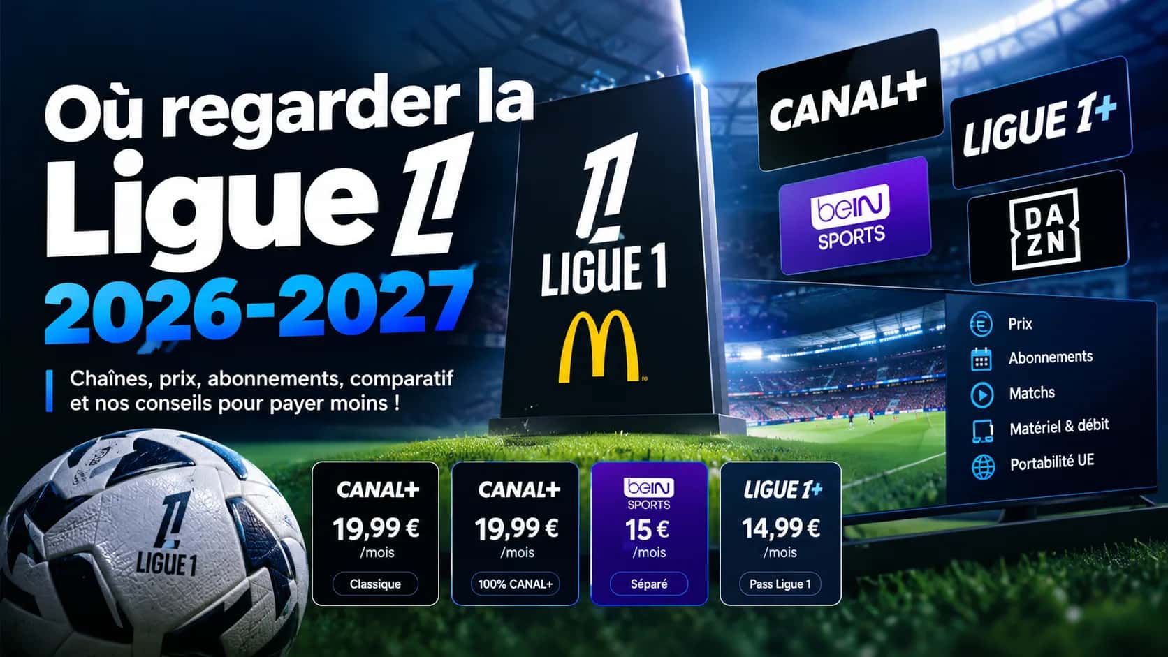 Comparatif des abonnements pour regarder la Ligue 1 2026-2027 à la télévision et en streaming